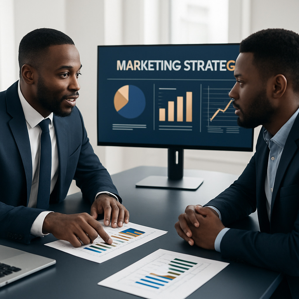 Nolatonic consultant reviewing marketing strategy with a client