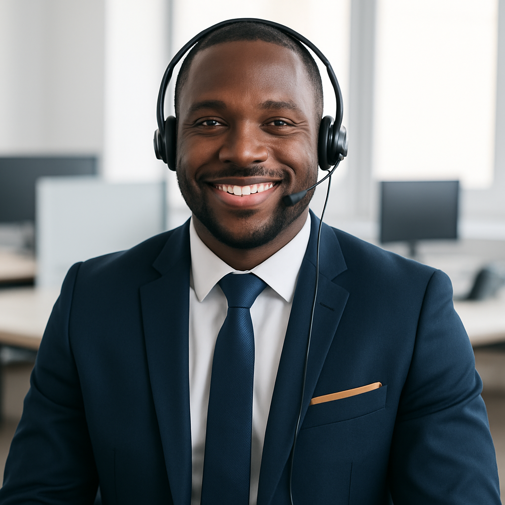Professional Nolatonic telesales agent on a call